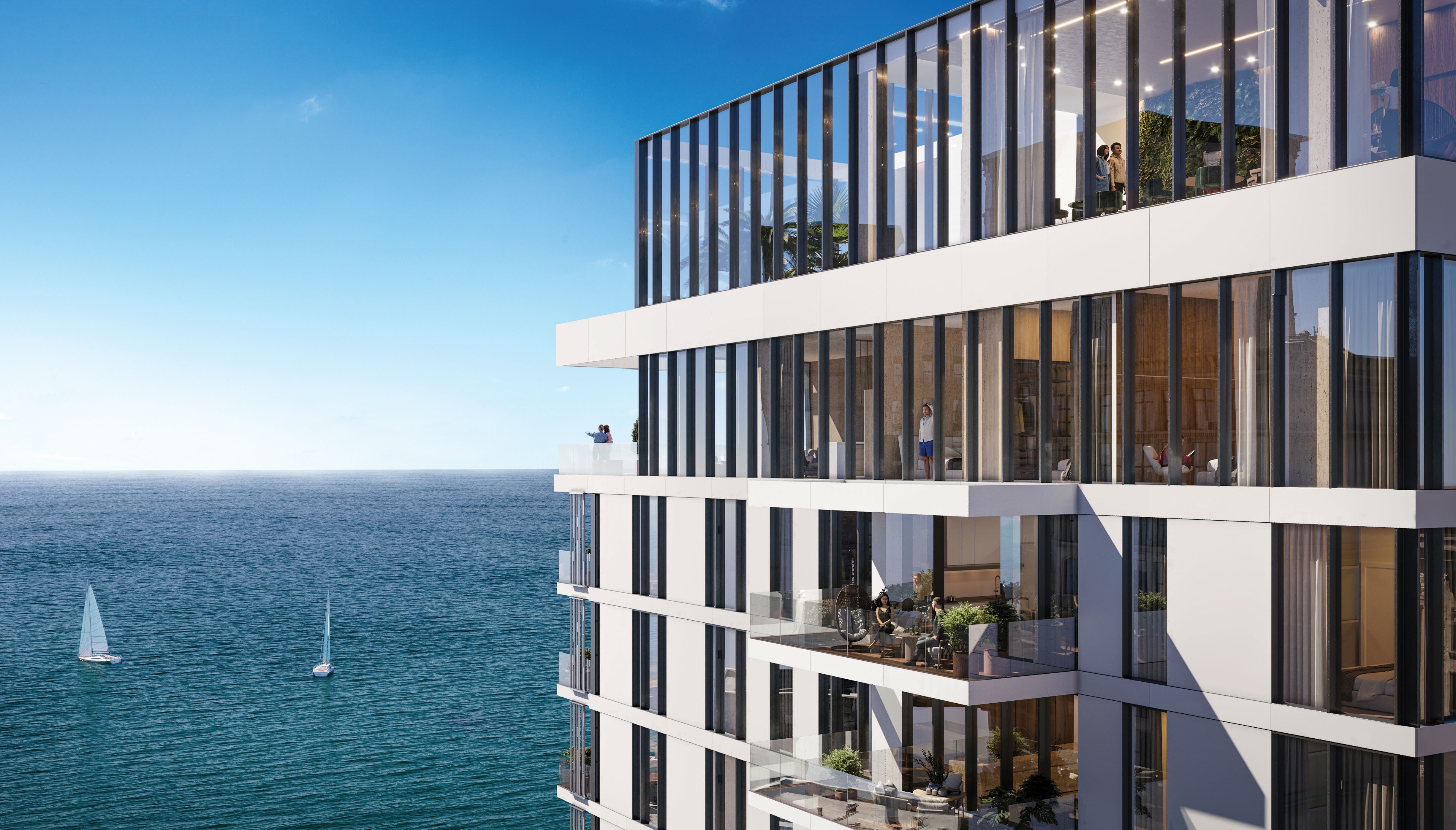 Luxury infinity pool deck at The Esther Netanya overlooking the Mediterranean coastline