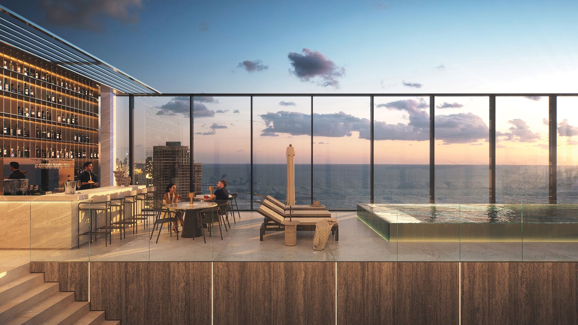Sophisticated residents' lounge and social club at The Esther Netanya with luxury amenities