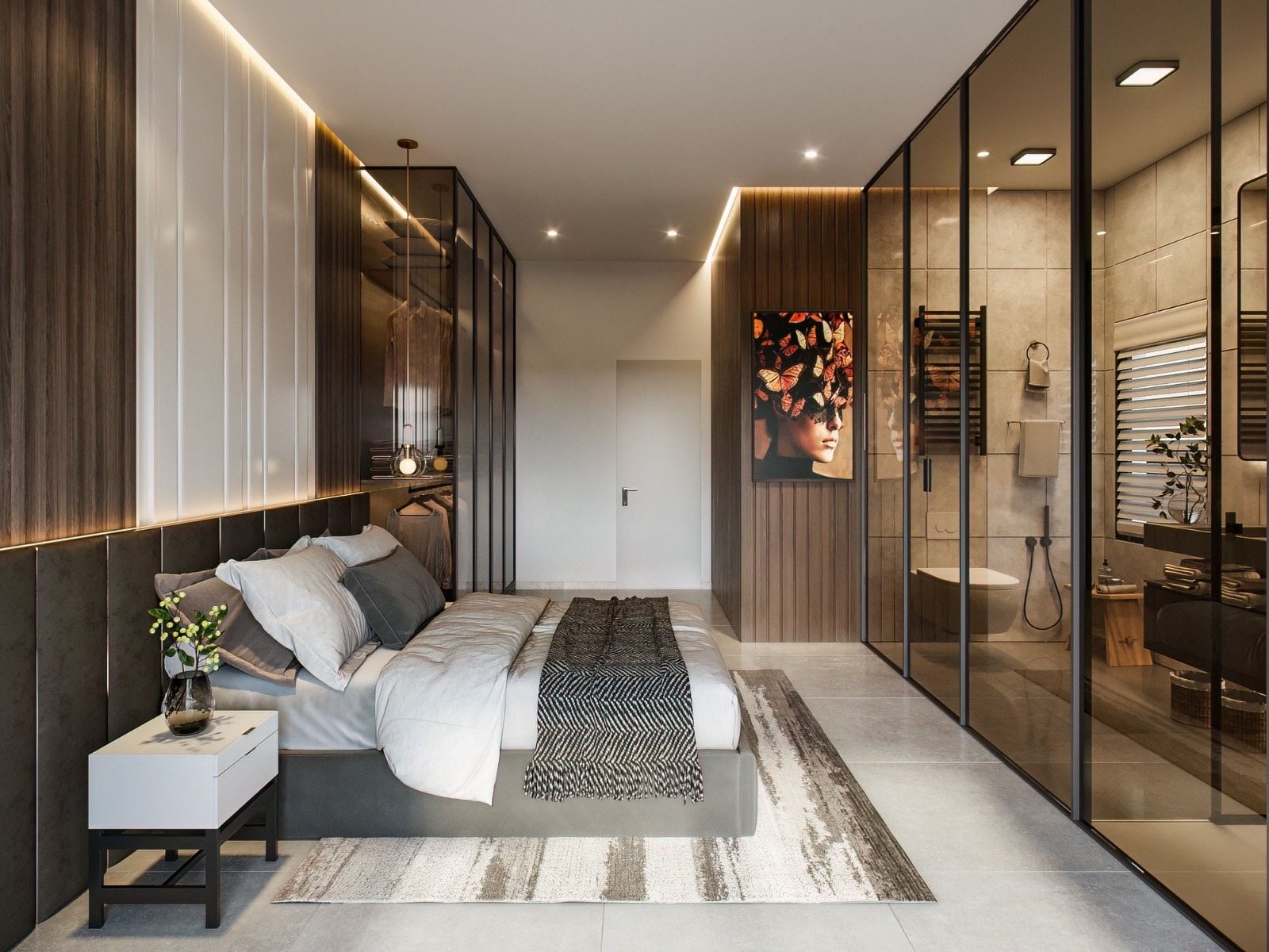 Master bedroom suite with dressing area and en-suite bathroom at Mevo Modi'im