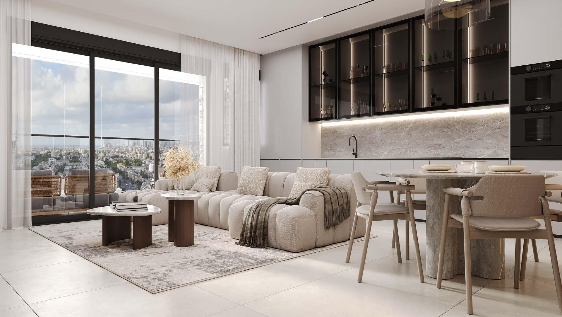 Chef-grade designer kitchen with seamless modern integration and high-end appliances at U Towers Bat Yam