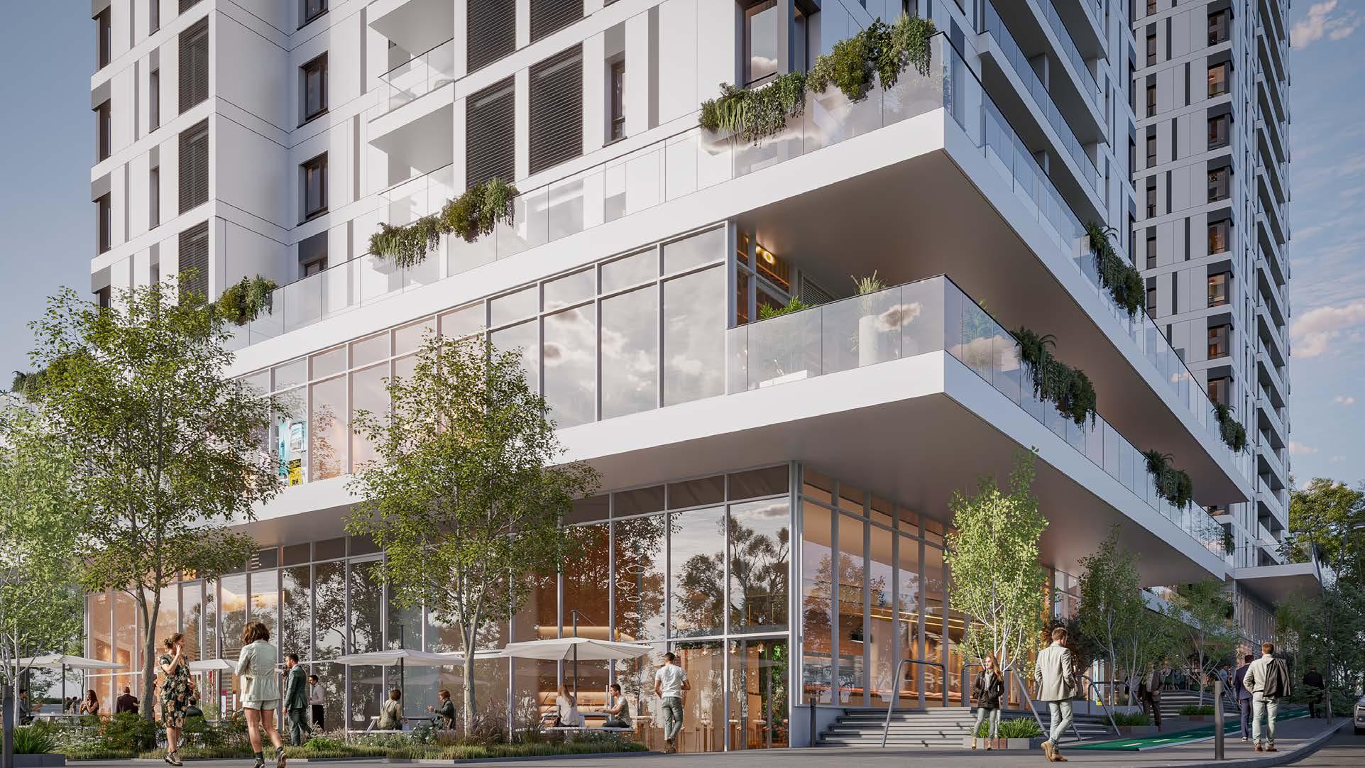 Architectural plaza view of the 31-story U Towers high-rise development located in the Ramat HaNasi district